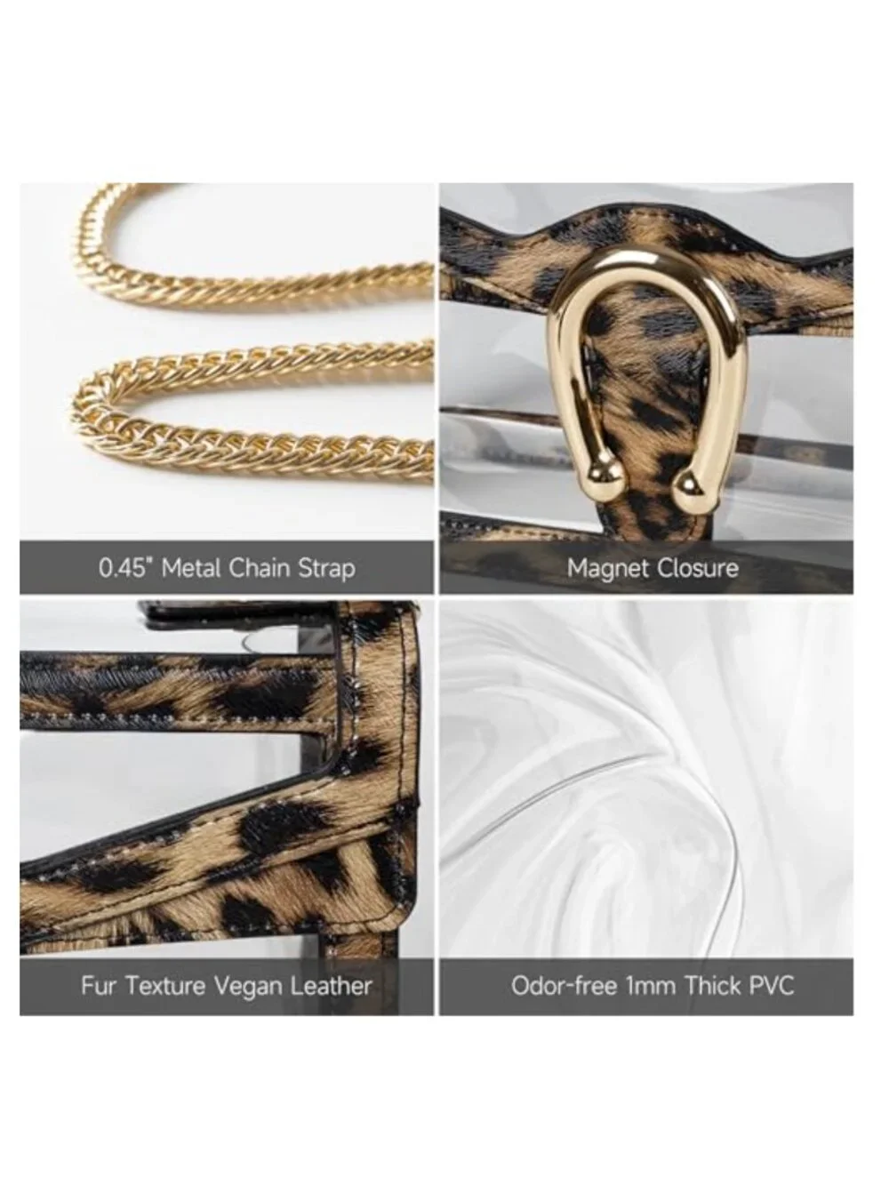 Clear Crossbody Bag Stadium Approved PVC Vegan Leather